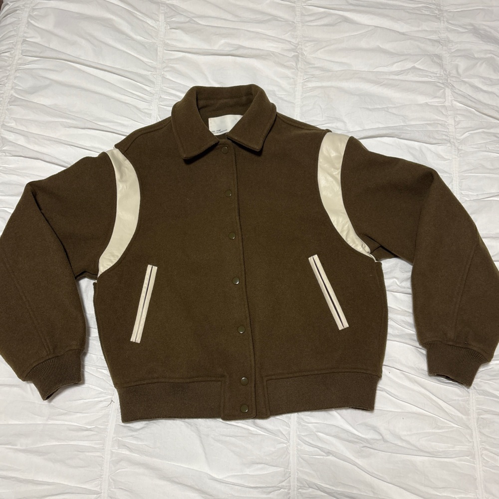 Oak And Fort Varsity Wool Blend Bomber - Picture 3 of 5